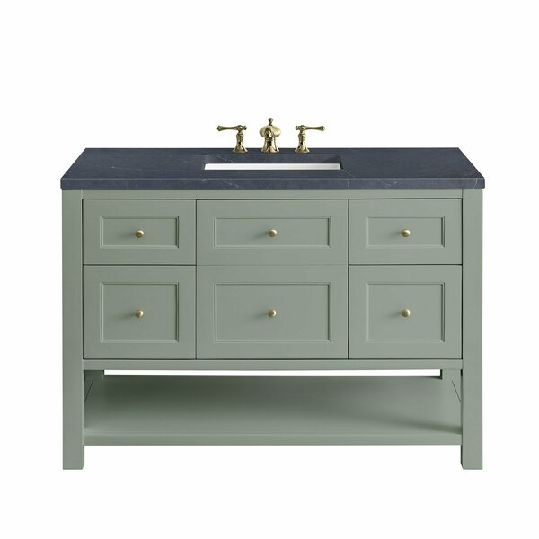 James Martin Vanities Breckenridge 48in Single Vanity, Smokey Celadon w/ 3 CM Charcoal Soapstone Top 330-V48-SC-3CSP